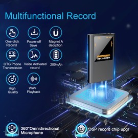 32GB Digital Voice Recorder with Noise Reduction Technology, 1536kbps HD Quality, 2276 Hours Storage, and OTG Playback Capabilities for Lectures, Meetings, and Interviews