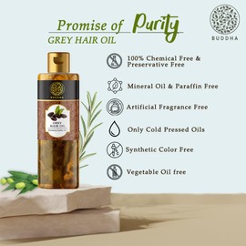 Hair Oil for Greys & Whites (150 ml, 5.1 Oz) - Restore Natural Black Color of Hair With Unique Herbs oil blend For Men and Women - 100% Ayurvedic - No Mineral Oil