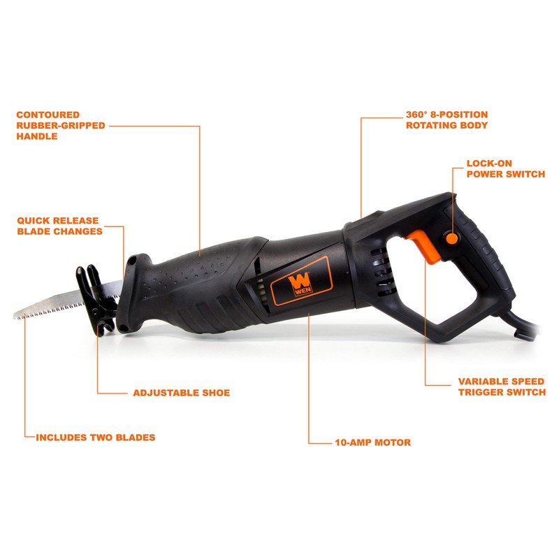 WEN 3630 10-Amp 8-Position Variable Speed Reciprocating Saw