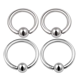 KJM Fashion 4 x Surgical 316L Steel BCR 1.2 mm 16 g 6 mm 8 mm 3 mm Ball Cartilage Tragus Nose Septum Eyebrow Earrings 0758, Metal