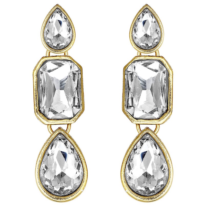 Aheli Crystal Pearl Long Collar con pendientes de caída Conjunto