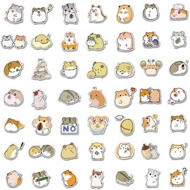 Cute Hamster Stickers 100pcs, Kawaii Japanese Waterproof Vinyl Animal Stickers Decals for Water Bottles, Laptop, Skateboard, Luggage, Phone, Guitar, Suitcase for Teens Girls Kids (Hamster)