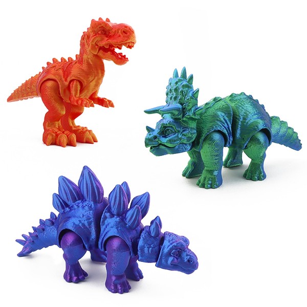 WOCNIB 3 PCS 3D-Printed Dinosaurs, Mystery Articulated Dinosaurs Fidget Toys,