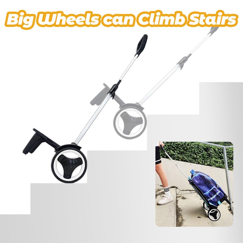 Backpack Trolley, Wheeled Cart with Noiseless Large Wheels Aluminium Alloy