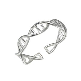 Chereda 925 Silver Adjustable Midi Finger Knuckle Thumb Stacking DNA Ring, Silver-plated, No Gemstone