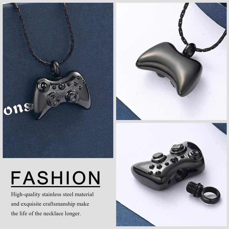 constantlife Cremation Jewelry for Ashes Stainless Steel Gamepad Urn Necklace
