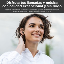 XP WER X14 Audífonos Internos Bluetooth, Cancelación de Ruido, Estuche con LED de Batería, Hasta 40 horas batería+estuche, Resistente a Agua y Sudor. Control táctil intuitivo. (Garantía 1 año) (Negro)