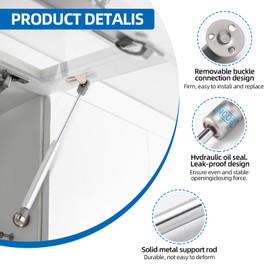 Pack of 4 200 N/20 kg Gas Spring Flap Fitting Gas Pressure Damper Silver Hydraulic Gas Lift for Flaps Cabinet Door Shock Absorber Kitchen Cabinet Soft Close Flap Spring