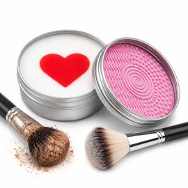 Luslife Makeup Brush Cleaner Soap, with Silicone Pad, 3.53oz(100g), 2-in-1 Solid Cleaner for Synthetic & Natural Brushes & Sponges, Deep Cleans Waterproof Makeup,Cruelty-Free,Heart Shape