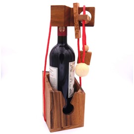ROMBOL Bottle Safe, Elegant Wooden Thinking Game for Large Bottles, Model: 1