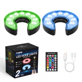 KINGTOP Rechargeable LED Golf Hole Light - Waterproof, Focused Illumination Lens, Remote-Controller, Perfect for Backyard Night Golf Practice Putting Green, Camping, Outdoor Party, C-2Pack