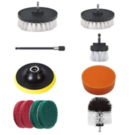 Kit de Cepillo de Taladro Electrico para Limpieza - 11 PCS Cepillo de Perforación Eléctrica con 6 Pulgada Varilla de Extensión, Cepillo para Taladro Multifuncional para Baño, Azulejo, Coche