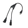 Power Cord Extension Y Splitter 1 to 2 Way Outlet