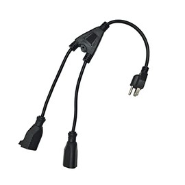 Power Cord Extension Y Splitter 1 to 2 Way Outlet Adapter 18AWG (3)