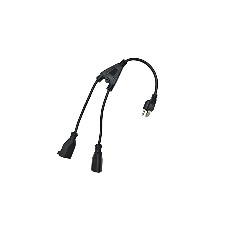 Power Cord Extension Y Splitter 1 to 2 Way Outlet