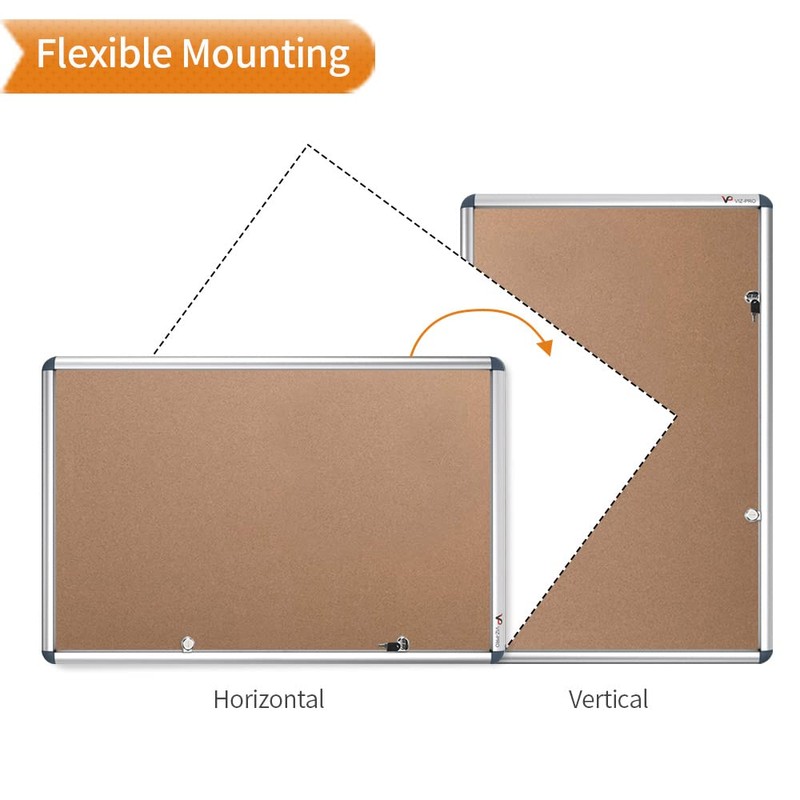 VIZ-PRO Tamperproof Lockable Cork Noticeboard Class 1 Aluminium Framed 48x36