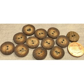 Unbranded Lot of 12 Matte Brown Carved Look Plastic Buttons Almost 5/8" 15.4mm # 8089