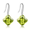 Uloveido Platinum Plated Cushion Cut Square Cubic Zirconia Dangle Earrings