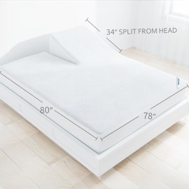 Split Head King Size Mattress Protector Waterproof,for Adjustable Bed, 34" Top Split from Head,Smooth Top,Breathable Skin Friendly and Noiseless Fitted Sheet,Viscose Terry Mattress Cover