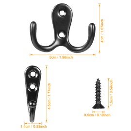 NBFBA Pack of 20 Coat Hooks, 10 Double Hooks and 10 Single Hooks with 40 Screws for Coat Hooks Bathroom Kitchen