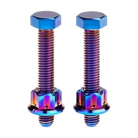 Wanyifa Motorcycle Titanium Ti Alloy Chain Adjuster Bolt 1 Pair M8x1.25mm Motocross Nuts and Bolts (Burnt Blue, with Engraving Nuts)
