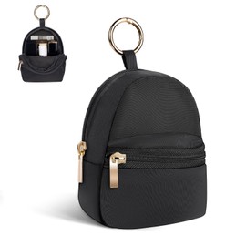 Playexen Mini Backpack Keychain, Cute Cosmetic Bag for Purse, Small Coin Pouch Lipstick Bag for Girls Women Daily Use (Black)