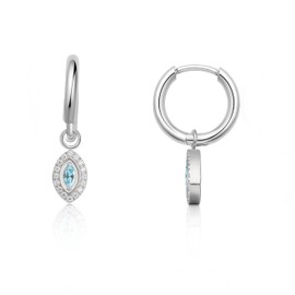 Limerencia Dangle Huggie Earrings Silver Hoop Drop Earrings Hypoallergenic Titanium Post Lightweight Dangle Huggie Earrings for Women | Vertical Bar,Cross,Pearl,Rectangular CZ,Evil Eye