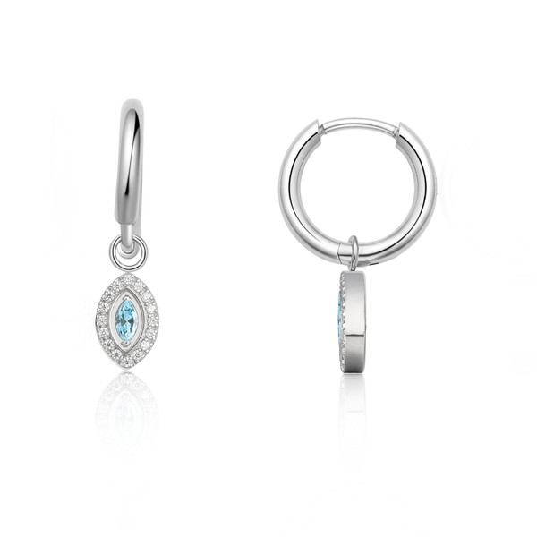 Limerencia Dangle Huggie Earrings Silver Hoop Drop Earrings Hypoallergenic Titanium