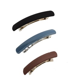 Hair Claw Clips for Women - 3Pcs Matte Barrettes for Thin Fine Hair, French Clips for Short Medium Hair, Hair Accessories Present ﻿ (Black;Brown;Blue, Set of 3)