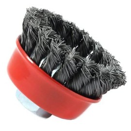 Forney 72757 Wire Cup Brush, Knotted with 5/8-Inch-11 Threaded Arbor, 2-3/4-Inch-by-.020-Inch