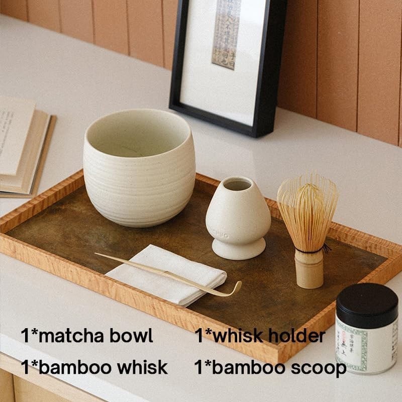 WENSHUO Conjunto de té Matcha Set de 3 piezas Crme