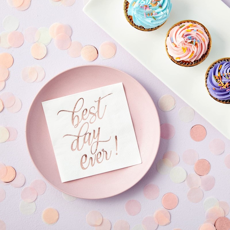 50-Pack Best Day Ever Napkins - Disposable Napkins for Wedding