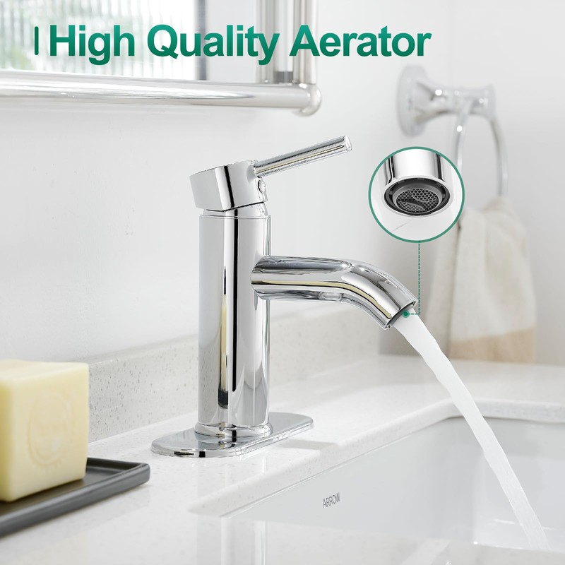 VOTON Modern Bathroom Faucet Chrome Single Handle One Hole Sink