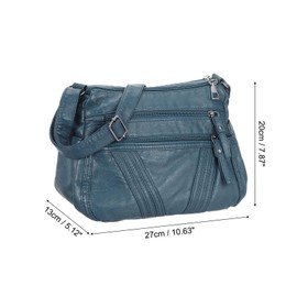 sourcing map Crossbody Bags for Women, PU Leather Multi Pocket with Adjustable Straps Women's Shoulder Sling Handbags Soft Purse, Blue