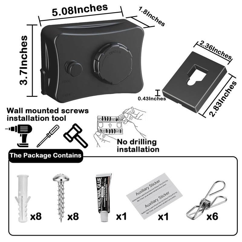 Retractable Clothesline - Heavy Duty 44lb 304 Stainless Lines,16.7ft Anti-Sag