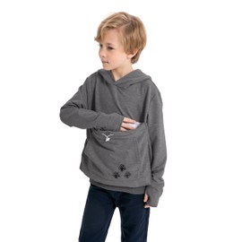 ALYC Boys Girls Hoodies - Pet Holder Kitten Puppy Carriers Pullover Long Sleeve Cat Ear Sweatshirt with Removable Inner Pouch Dark Grey