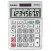 Casio Tischrechner MS-88ECO, 8-stellig, umweltfreundlich, Währungsumrechnung, Aluminiumfront, Solar-/Batteriebetrieb, farbe