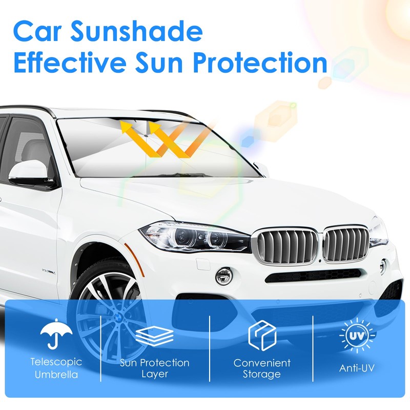 Qoosea Car Sun Protection Windscreen 360° Rotation Foldable Parasols Car