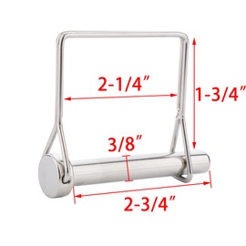 2 Pack Full 316 SS Square Pto Pin, Safety Coupler Pin 3/8" x 2-3/4"(9.5mm x 70mm), Full Marine Grade 316 Stainless Steel Heavy Duty Shaft Locking Pin
