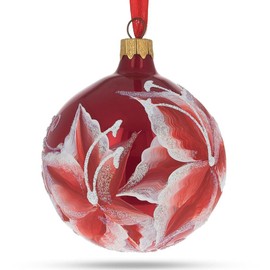 BestPysanky Red Lilies Glass Ball Christmas Ornament