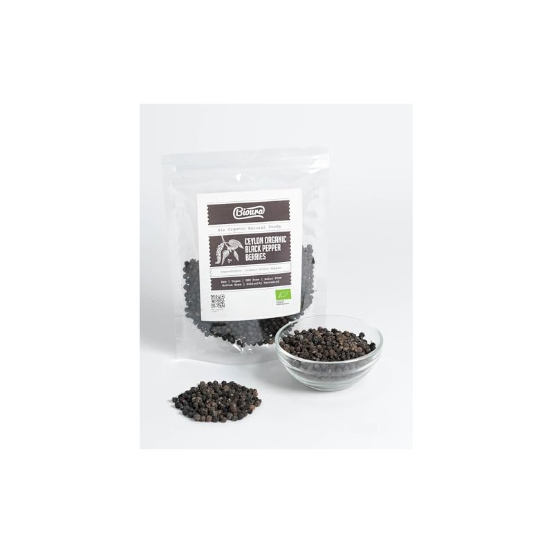 Bioura Organic Ceylon Black Peppercorns 100g, Rich Aroma, Unique Flavour,
