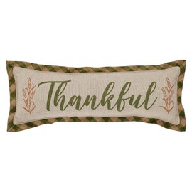 VHC Brands Harvest Blessings Thankful Pillow 5x15, Decorative Fall Throw Pillow, Primitive Decor for Fall and Thanksgiving