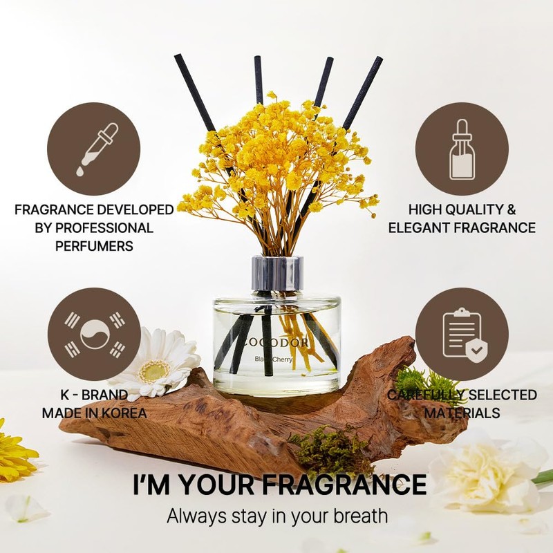 COCODOR Preserved Flower Reed Diffuser/White Jasmine/6.7oz/2Pack / Home Fragrance Scent