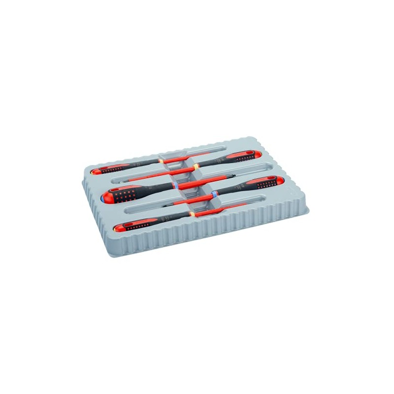 Bahco BE-9882S Insulated Ergo VDE Screwdriver Set, Slotted/Pozidriv, 5 Pieces