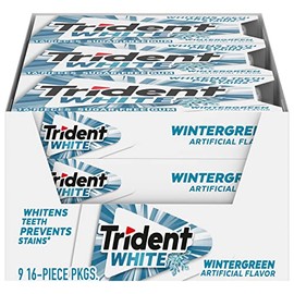 Trident Trident White Wintergreen Sugar Free Gum, 9 Packs of 16 Pieces (144 Total Pieces)