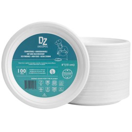 DEEZPOZ 100-Pack Heavy-Duty Compostable Paper Plates 6 Inch Biodegradable Disposable Dessert Plates Natural Sugarcane Bagasse, Eco-Friendly & Microwave Safe - Ideal for Parties or Everyday Use | DEEZPOZ