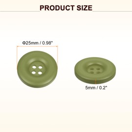HARFINGTON 50 botones de costura de 25 mm (1 pulgada) 4 agujeros redondos gruesos de resina para manualidades, decoración de ropa, bricolaje, color verde