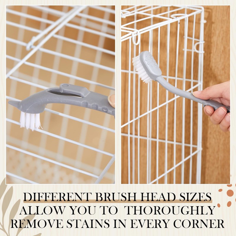 Teenyyou Bird Cage Cleaner with Two Brush Heads Stainless Steel