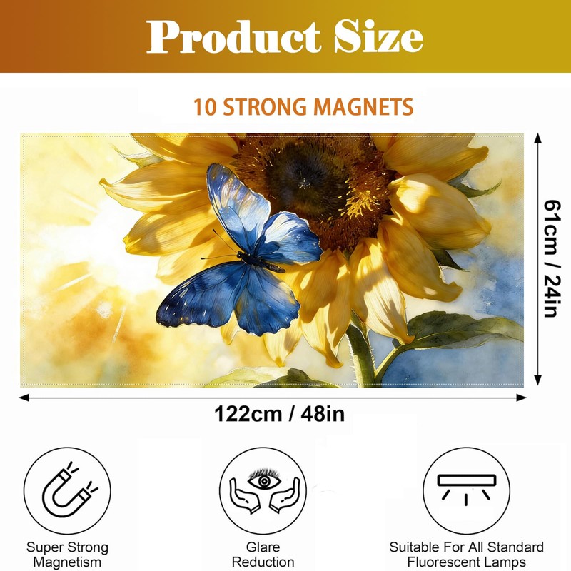 2 Pack Fluorescent Light Covers for Drop Ceiling, Magnetic Fabric