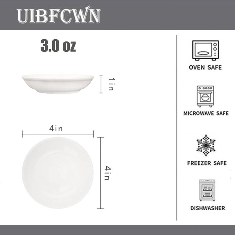 UIBFCWN 3 Oz Ceramic Dipping Bowls, Soy Sauce Dishes Set